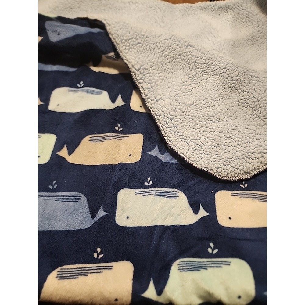 Cloud Island Target Whale Blue Sherpa Blanket Baby Kids Navy Lovey 30x40 Fleece